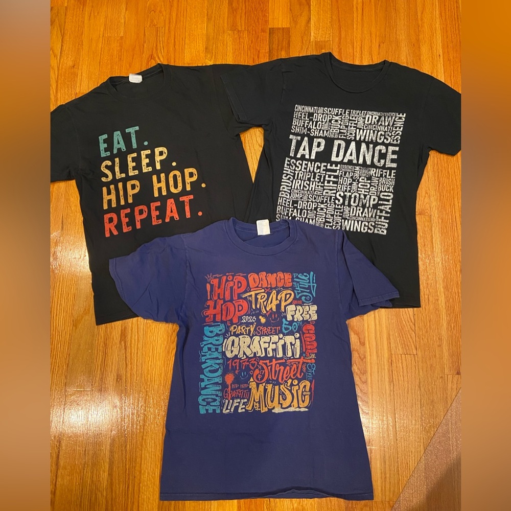 Dance T-Shirt Bundle – Hip Hop & Tap (3 Shirts, Adult Small)